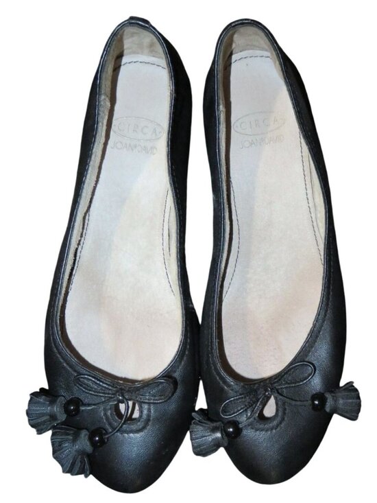 Joan & David Circa Shoes - Joan & David Circa Comfort 365 Black Leather Tassel Embellished Ballet Flats 6